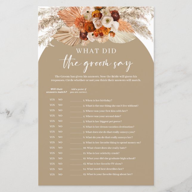 Grama pampas de terracota O que o noivo disse (Frente)