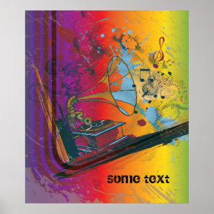 Gramofone no poster feito sob encomenda retro do