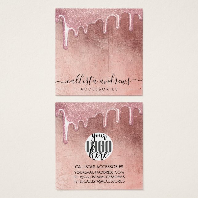 Grampo de Cabelo com Logo de Glitter Grosso em Ros (Frente & Verso)