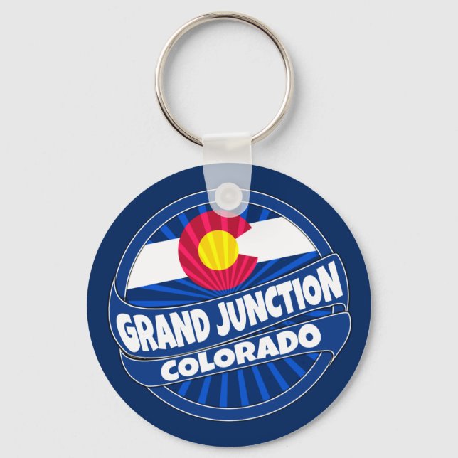 Grand Junction Colorado flag burst chaveiro (Frente)