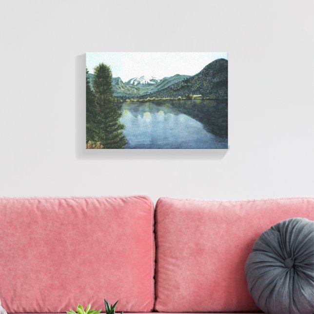 Grand Lake, CO Watercolor Painting na Canvas (Insitu(Sala de estar))