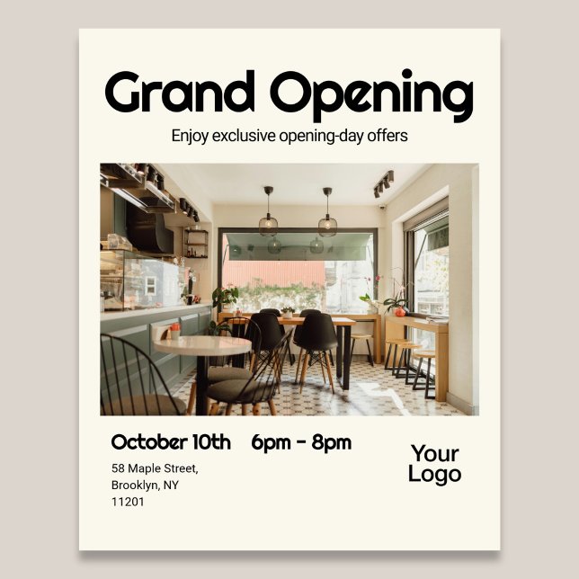 Grand Opening Bold Retro Photo Flyer (Criador carregado)
