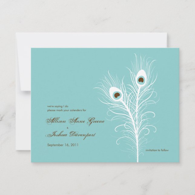 Grand Peacocks Salva o Convite de Data (Frente)