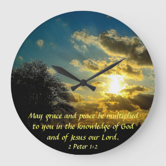 Grande 2 Peter 1:2 relógio verso da bíblia do nascer do s