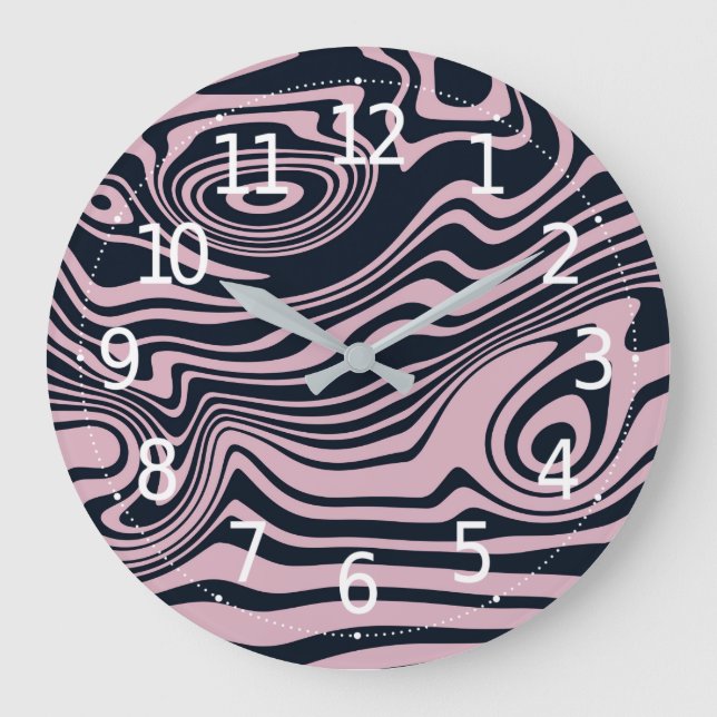 Grande Abstrato Marble Waves Trabalho de arte | Relógio d (Frente)