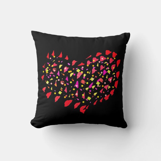 Grande Almofada Coração Vermelho Brilhante de Amor (Frente)