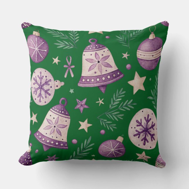Grande Almofada de Natal 50x50 cm com Roxo (Frente)