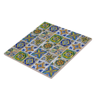 Grande azulejo cerâmico ao estilo siciliano "Mistu