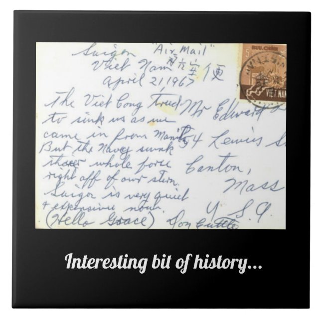 Grande Azulejo cerâmico Vintage Cartão postal Viet (Frente)