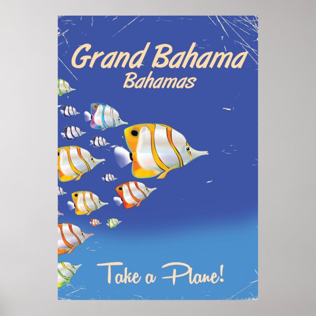 Grande Bahama Vintage poster de viagens de peixes  (Frente)