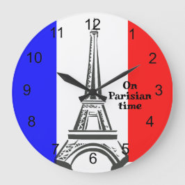Grande Bandeira francesa e relógio de Design da torre Eif