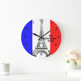 Grande Bandeira francesa e relógio de Design da torre Eif