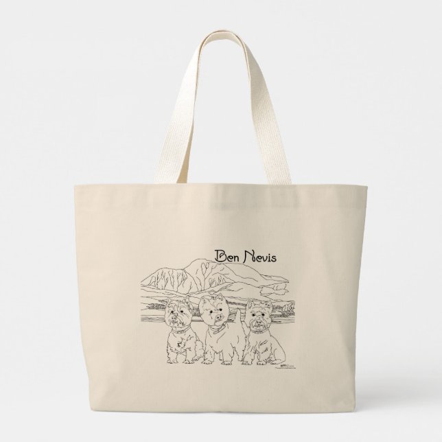 Grande Ben Nevis Escócia com Westies Bolsa Tote (Verso)