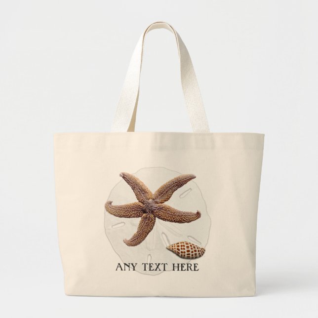 Grande Bolsa de Tote de Algodão Conchas de Praia de Verão (Frente)