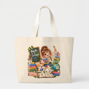 Grande Bolsa Jumbo de Tote Estudante Fofa e Cachorrinho E