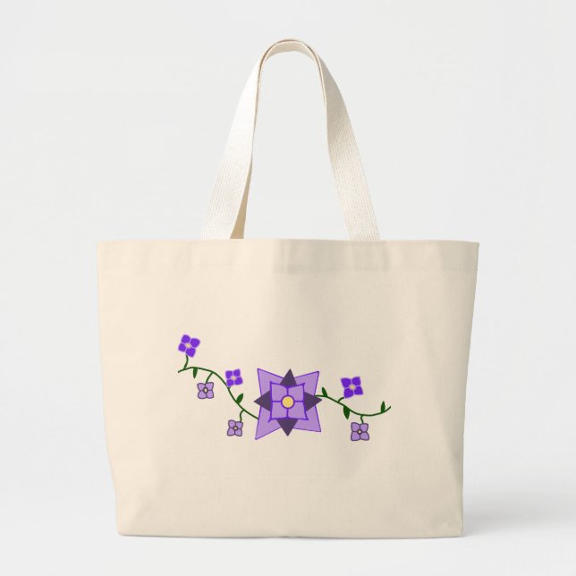 Grande Bolsa tote botânica roxa (Frente)