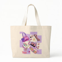 Bolsa Tote Colagem Rosa e Roxo Estética Y2K Fofa