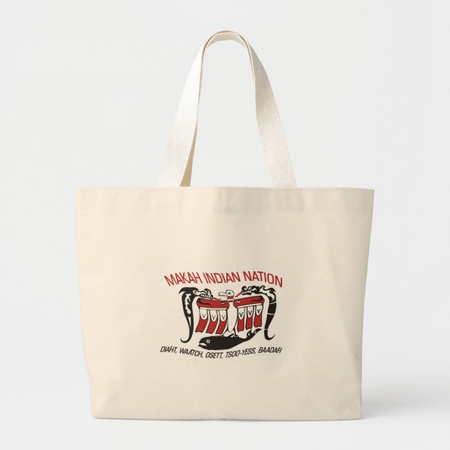 Grande Bolsa Tote com a Bandeira da Tribo Makah (Frente)
