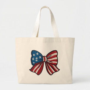 Grande 🇺🇸 Bolsa Tote com Laço Patriótico 🎀👜✨