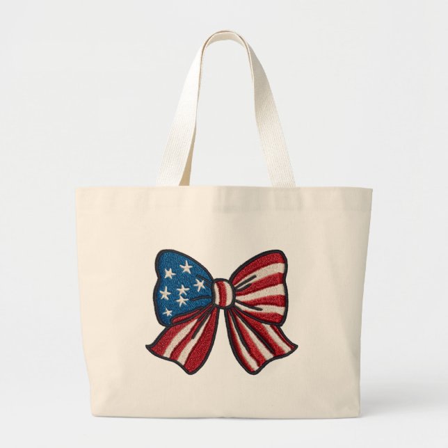 Grande 🇺🇸 Bolsa Tote com Laço Patriótico 🎀👜✨ (Frente)