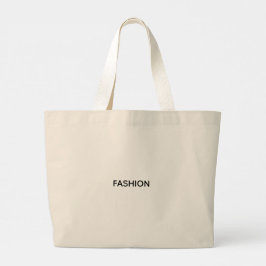 Grande Bolsa tote cor creme com "FASHION" impresso