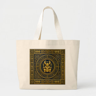 Grande Bolsa Tote Cultural de Luxo Igbo Ikenga Índigo e D