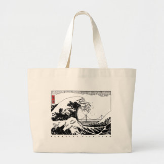 Grande Bolsa Tote da Tripulação BHS com Design de Onda + 