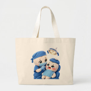 Grande Bolsa Tote de Dentista Fofa e Paciente Bebê Chorão