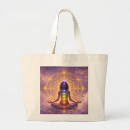 Grande Bolsa Tote de Meditação Chakra Design Espiritual