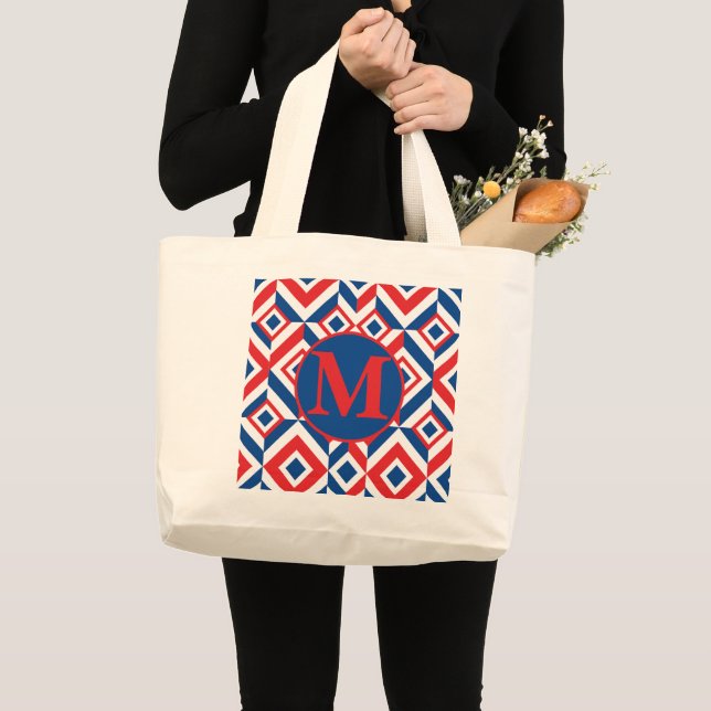 Grande Bolsa Tote de Monograma Personalizado com Cores Pa (Frente (produto))
