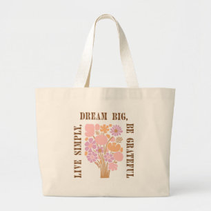 Grande Bolsa tote de presente motivacional com estética f