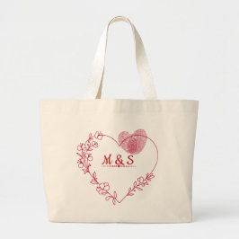 Grande Bolsa Tote Floral Coração Romântico
