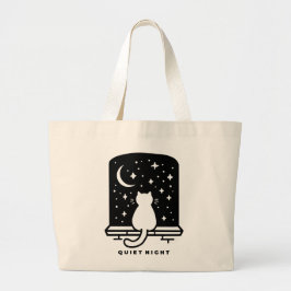 Grande Bolsa Tote Gato Fofo Kawaii Minimal Estética Diári