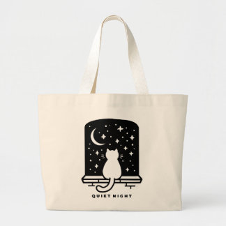 Grande Bolsa Tote Gato Fofo Kawaii Minimal Estética Diári