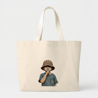 Grande Bolsa Tote Ilustração de Menino Minimalista 