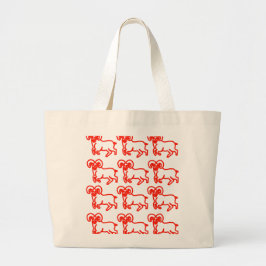 Grande Bolsa Tote Padrão Carneiro Vermelho