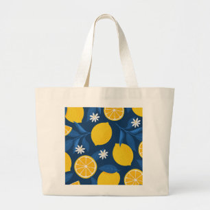 Grande Bolsa Tote Padrão de Limão Fresco – Desenho de Cit