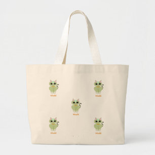 Grande Bolsa Tote Padrão Gato da Riqueza