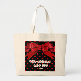 Grande Bolsa Tote Personalizada com Laço de Bolinhas Verm