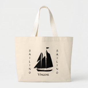 Grande Bolsa Tote Silhueta Marinha de Vela Personalizada