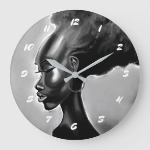 Grande Bonito Mulher Africana Relógio Lady Shy Pintura