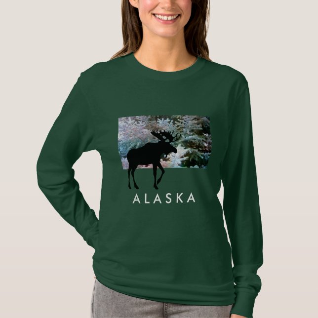 Grande camisa dos alces de ALASKA - cores feitas (Frente)