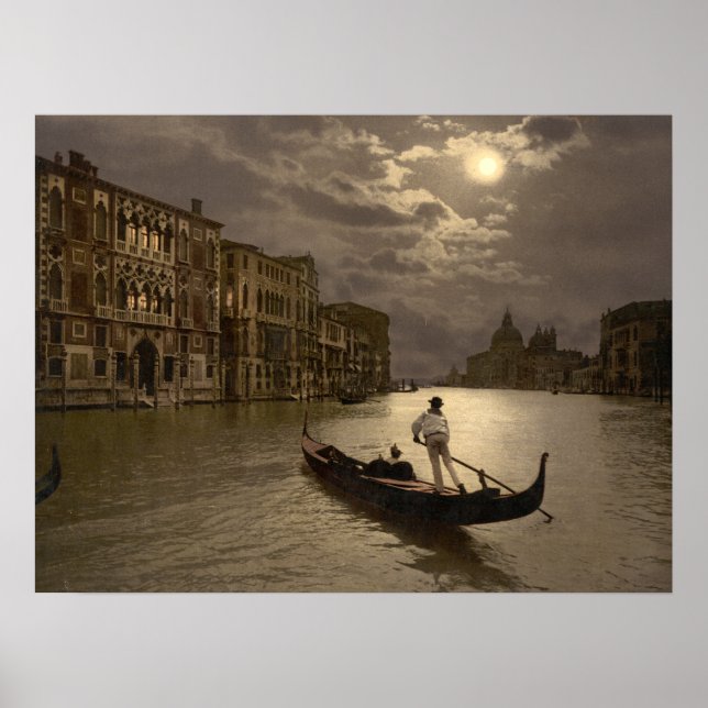 Grande Canal por Moonlight II Veneza, impressão de (Frente)
