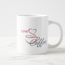 Grande Caneca Clássica com Desenho de Coração e Café     