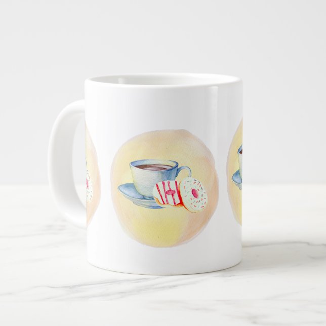 Grande Caneca com Imagem de Café & Donuts (Frente Esquerda)