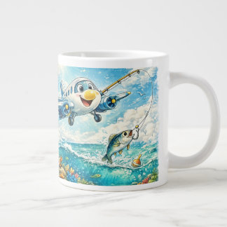 Grande Caneca de Avião de Pesca Fofo – Café de Aventura n
