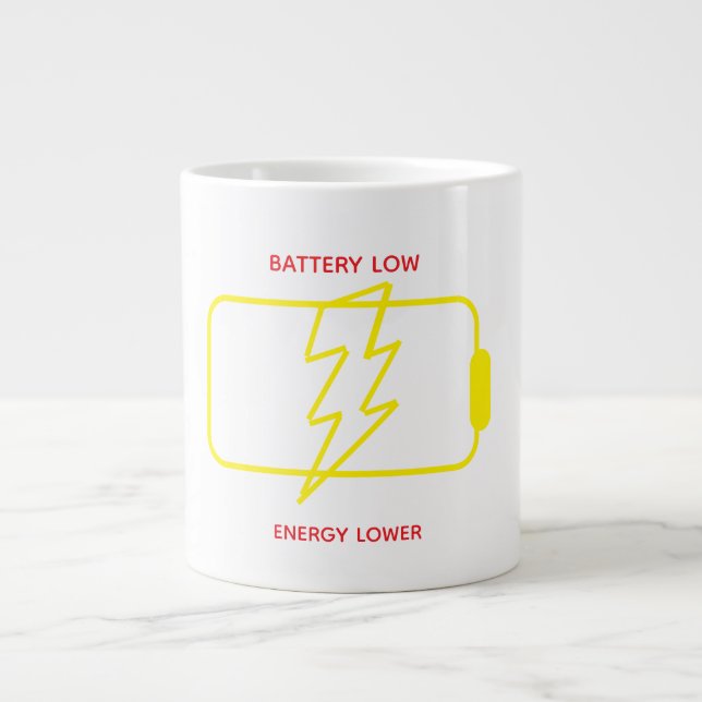 Grande Caneca de bateria baixa – Caneca de café engraçada (Frente)