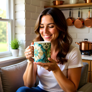 Grande Caneca de Café 20oz Especial Cerulean Bloom Tapest