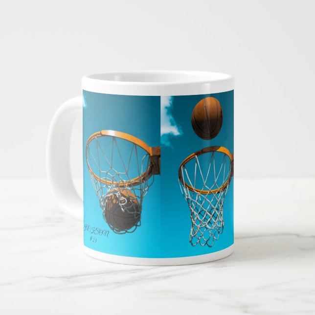 Grande Caneca de Café Amante de Basquete – Comer. Dormir. (Frente Esquerda)