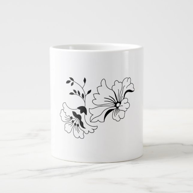 Grande Caneca de Café Artística com Padrão de Flor Encant (Frente)